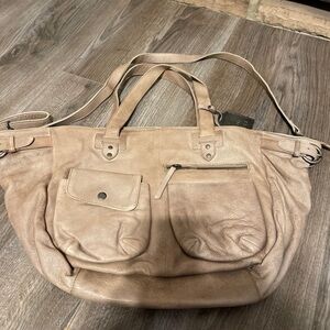 Chic Beige Leather Satchel